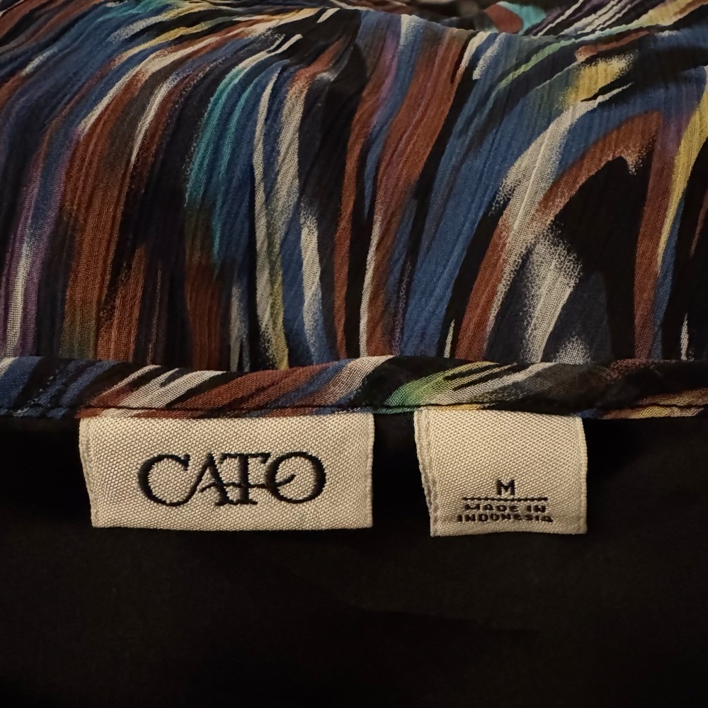 Cato Multicolor Ruffle Sleeve Blouse - Blue, Black, Yellow, Purple - Picture 6 of 8